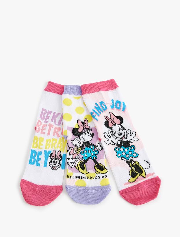 3'lü Minnie Mouse Baskılı Çorap Seti Lisanslı_0