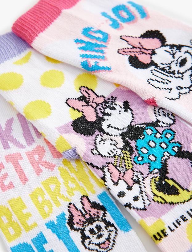 3'lü Minnie Mouse Baskılı Çorap Seti Lisanslı_2