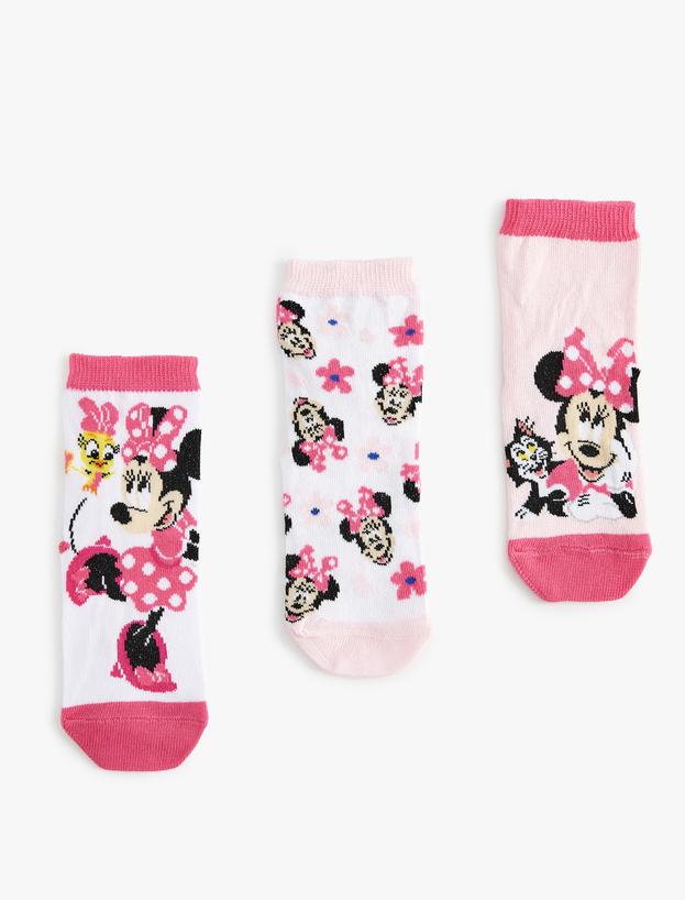 3'lü Minnie Mouse Baskılı Çorap Seti Lisanslı_1