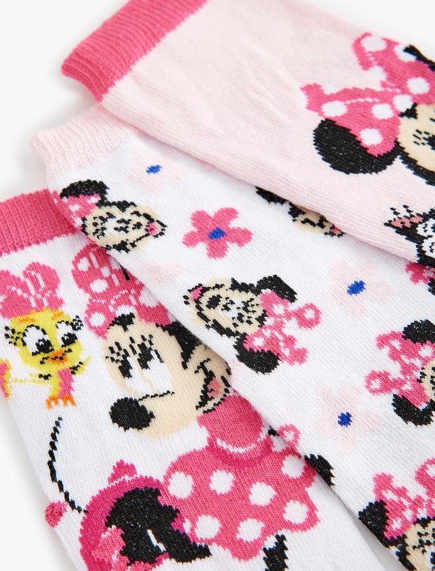 3'lü Minnie Mouse Baskılı Çorap Seti Lisanslı_2