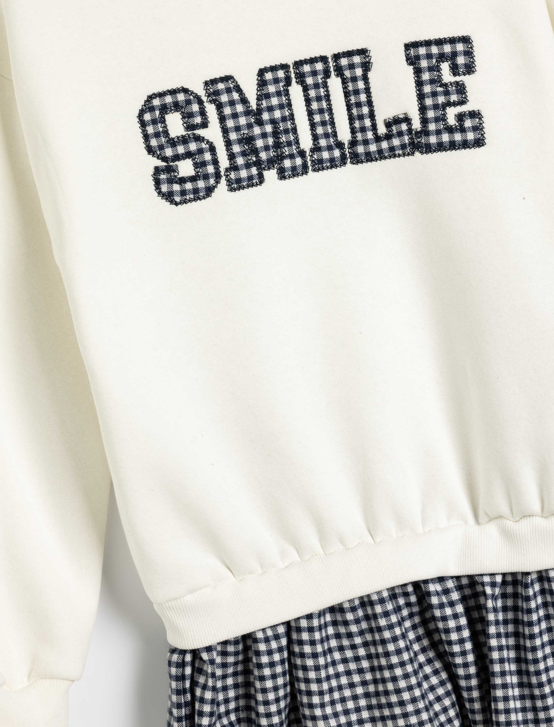  Kız Çocuk Sweat Elbise Uzun Kollu Yuvarlak Yaka Baskı Detaylı Şardonlu