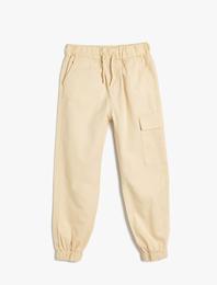 Jogger Pantolon Kargo Cepli Beli Bağlamalı Pamuklu