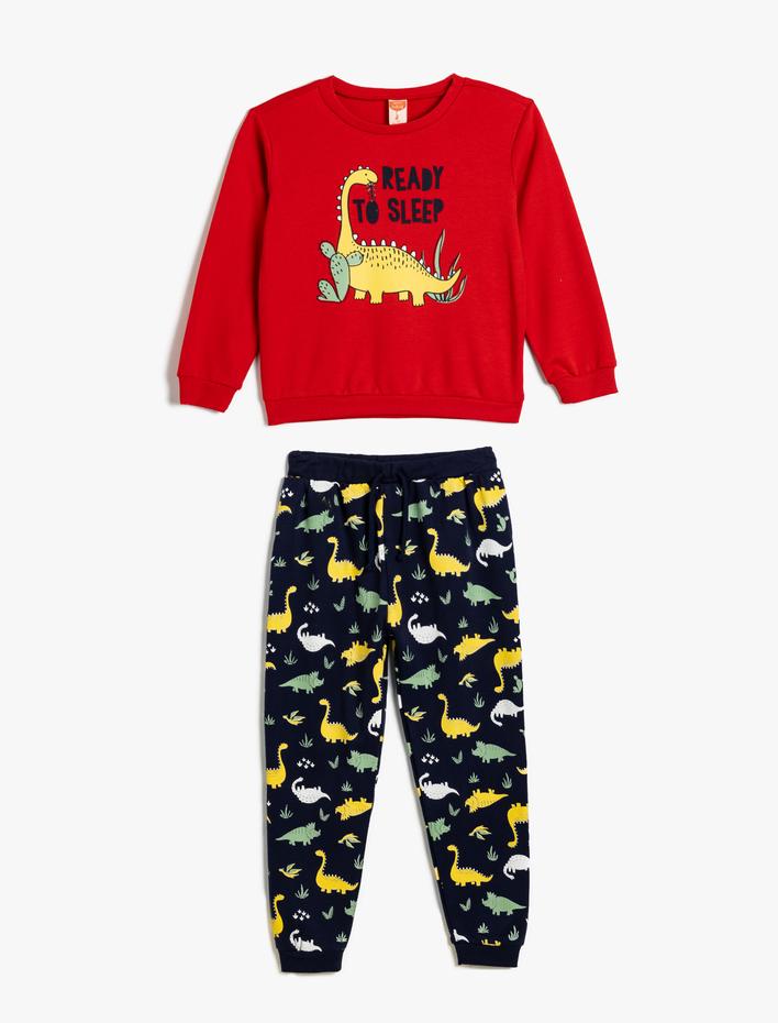 Erkek Bebek Pamuklu Pijama Takımı Dinozor Baskılı