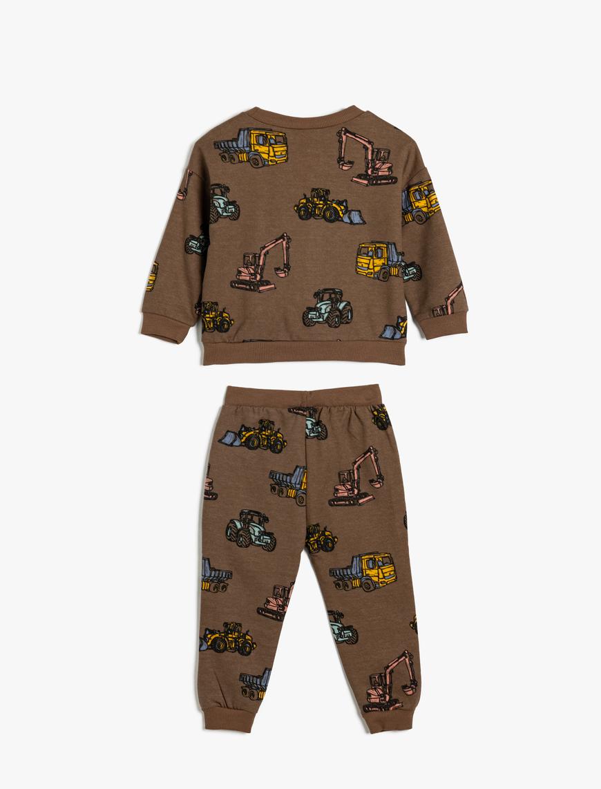  Erkek Bebek Pamuklu Pijama Takımı Traktör Baskılı