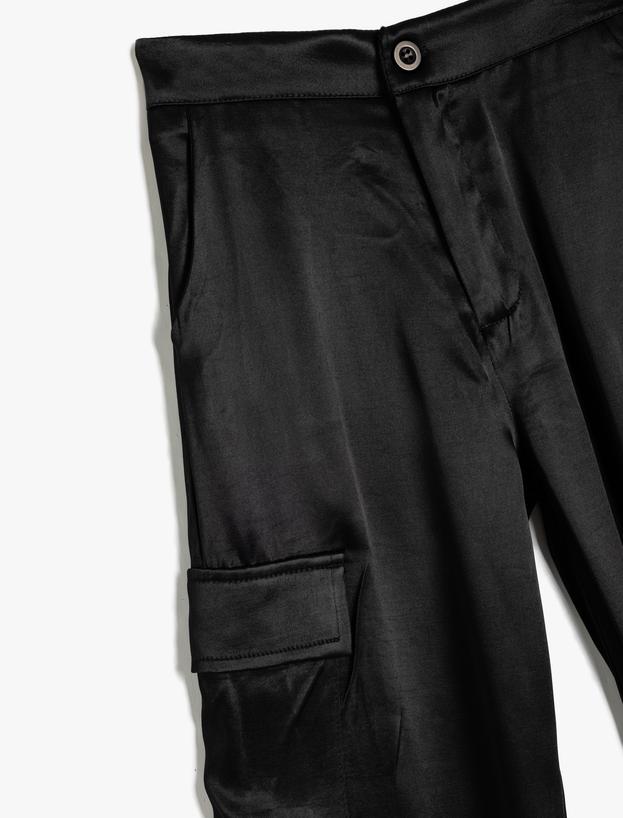 Jogger Paraşüt Pantolon Kargo Cepli Viskon Kumaş_2