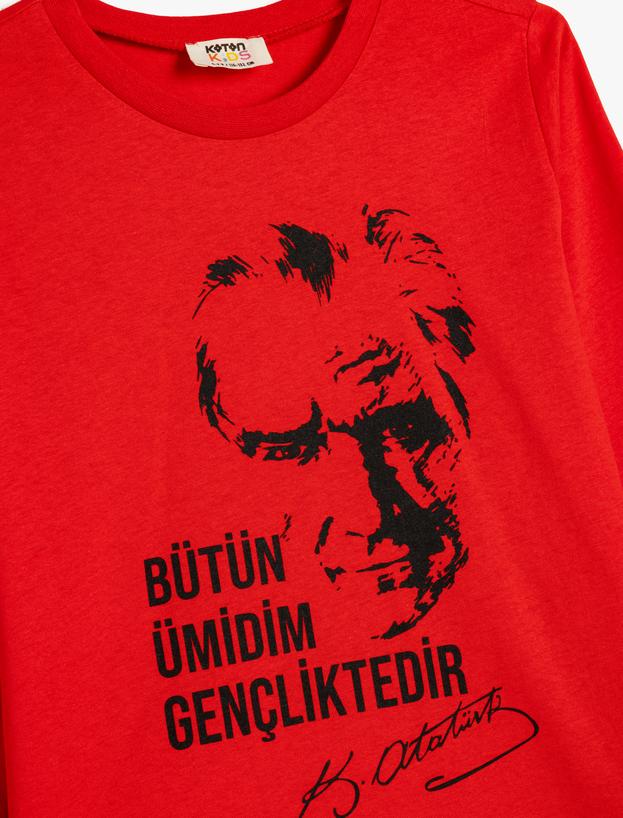 Atatürk Tişört Baskılı Uzun Kollu Bisiklet Yaka Pamuklu_2