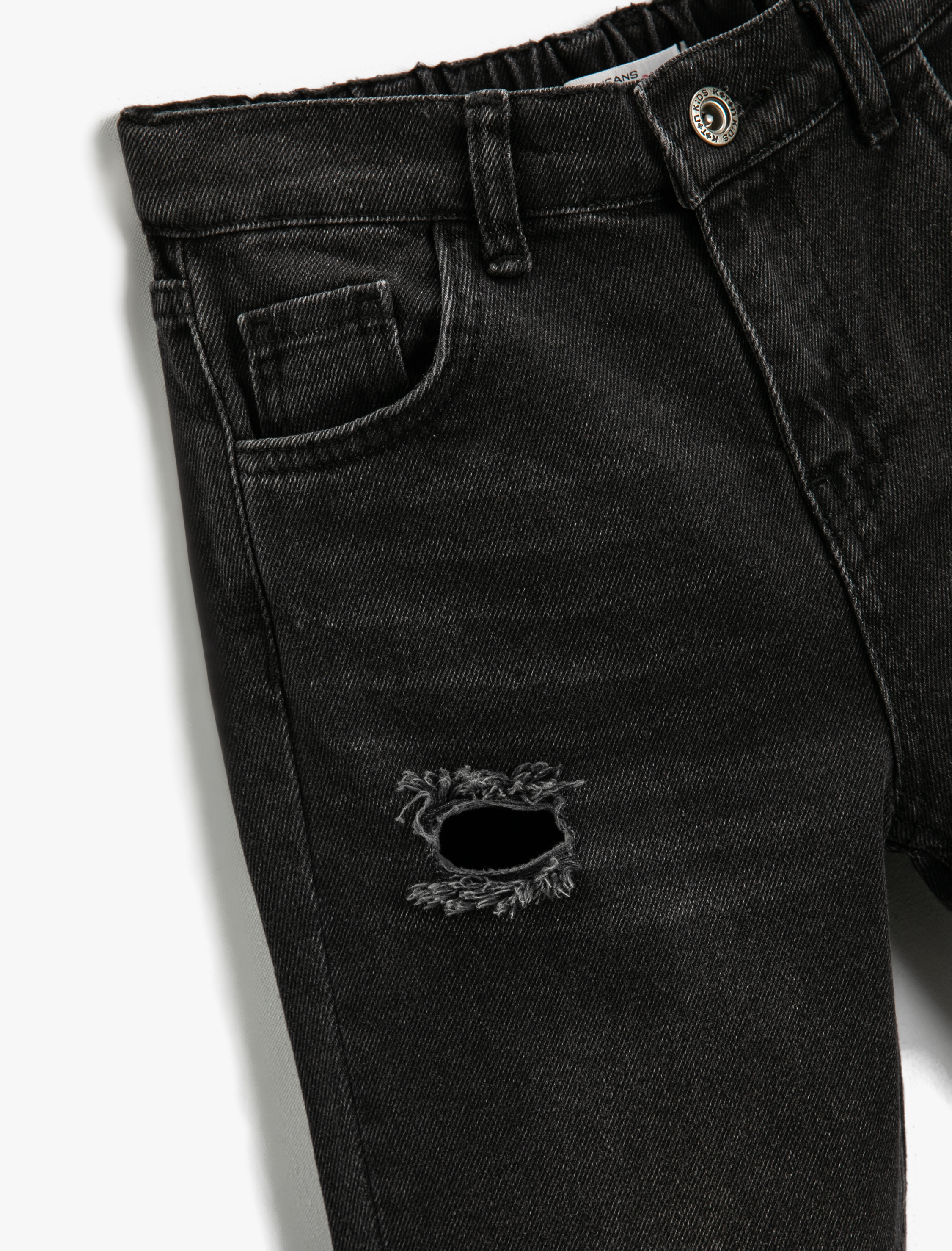  Kız Çocuk Kot Pantolon Pamuklu Cepli Düğmeli - Jegging Jean