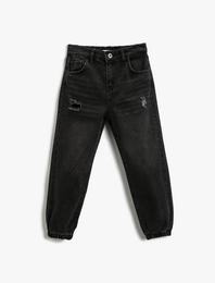 Kot Pantolon Pamuklu Cepli Düğmeli - Jegging Jean