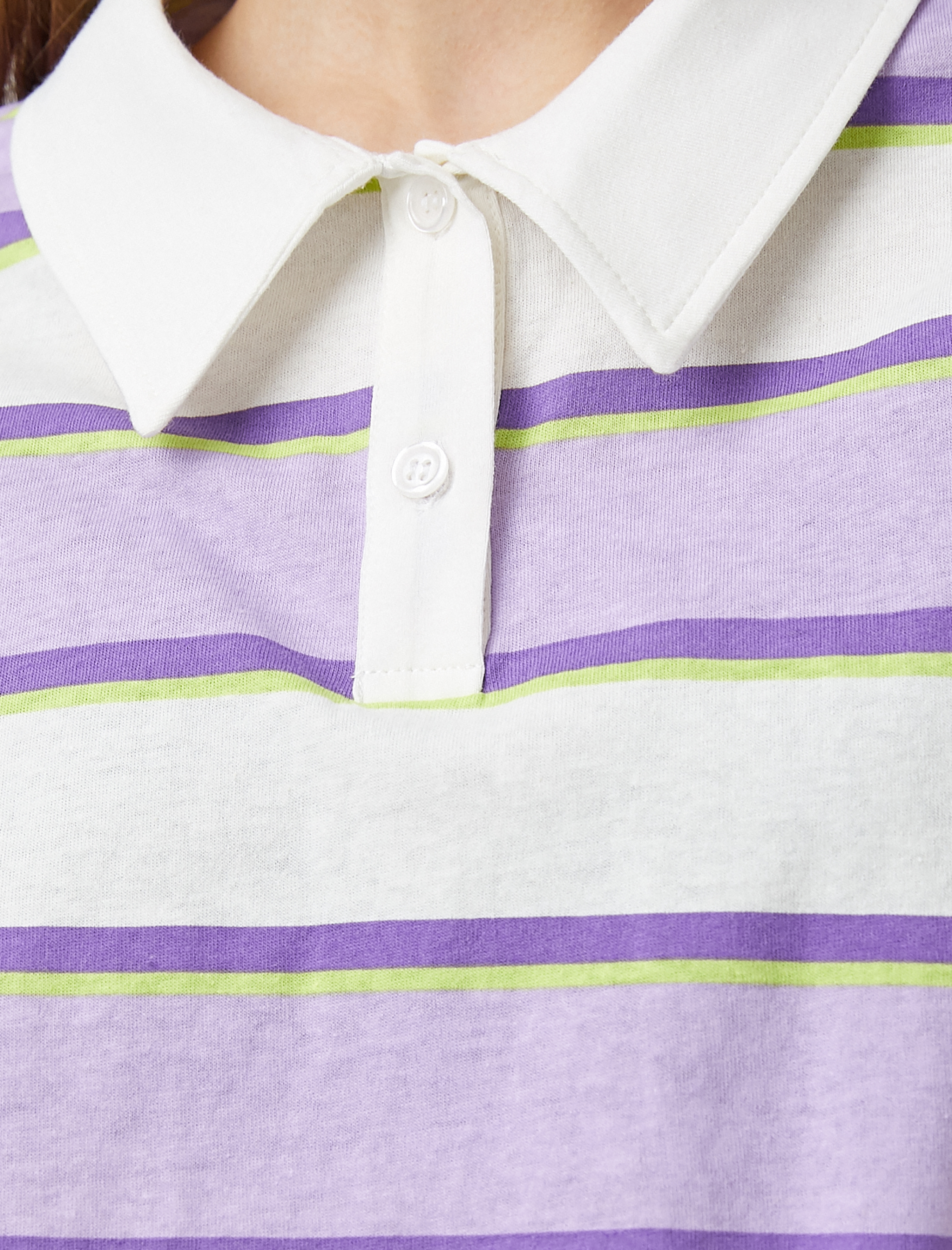   Çizgili Crop Kısa Kollu Tişört