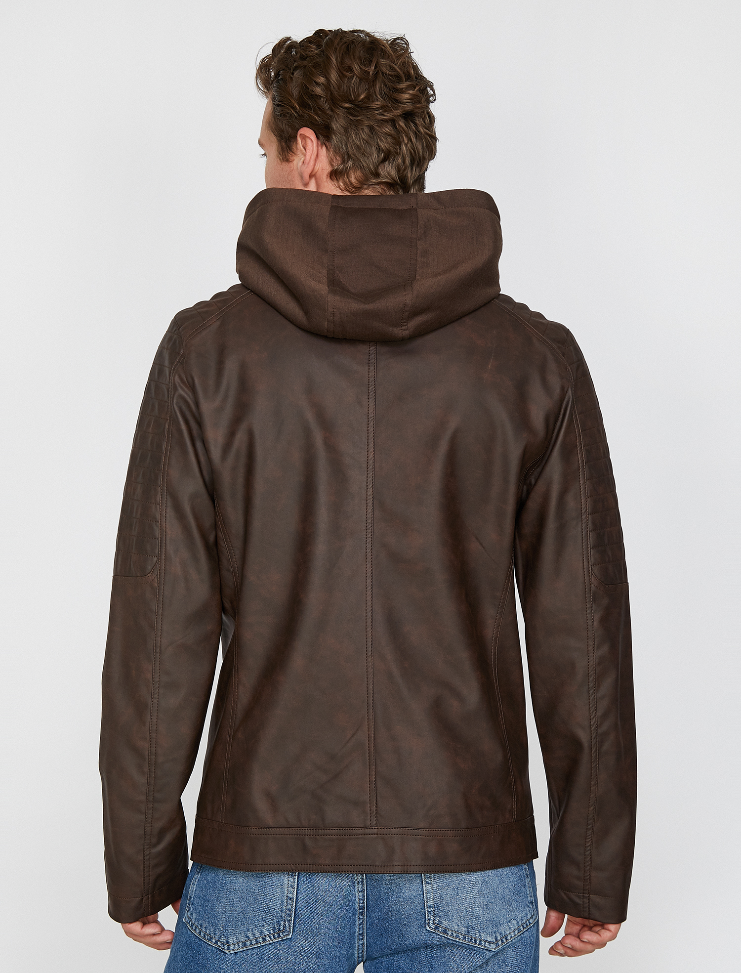   Deri Görünümlü Mont