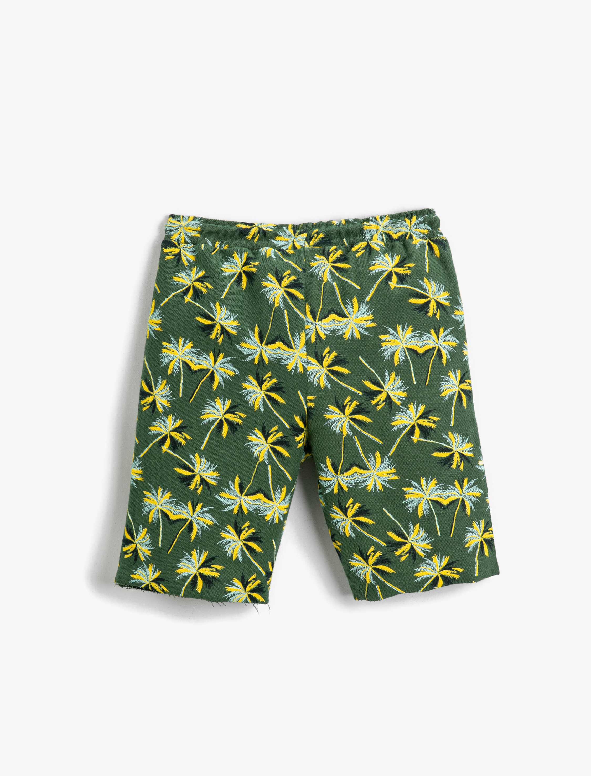  Erkek Çocuk Palmiye Baskılı Şort Pamuklu Beli Bağcıklı