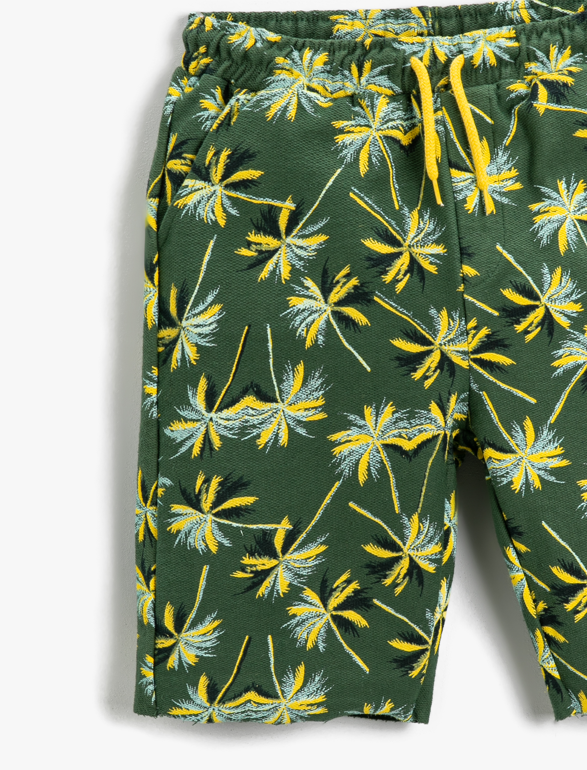  Erkek Çocuk Palmiye Baskılı Şort Pamuklu Beli Bağcıklı