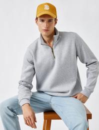 Yarım Fermuarlı Basic Sweatshirt