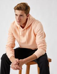 Basic Kapşonlu Sweatshirt Şardonlu