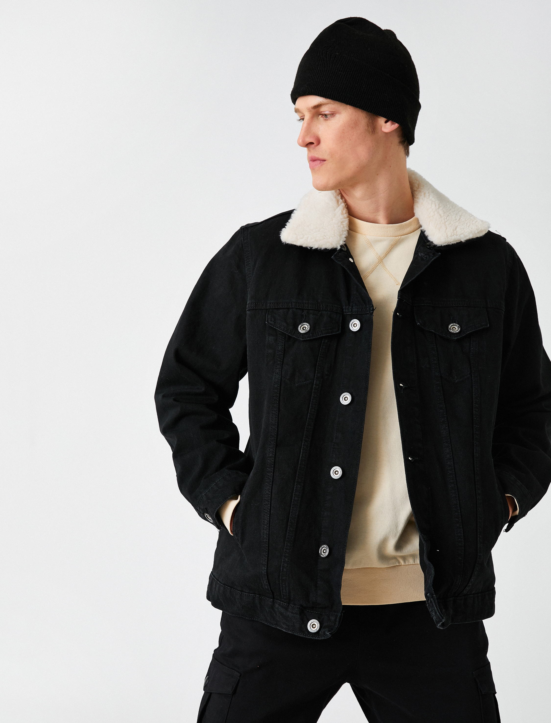   Suni Kürk Yakalı Kot Mont