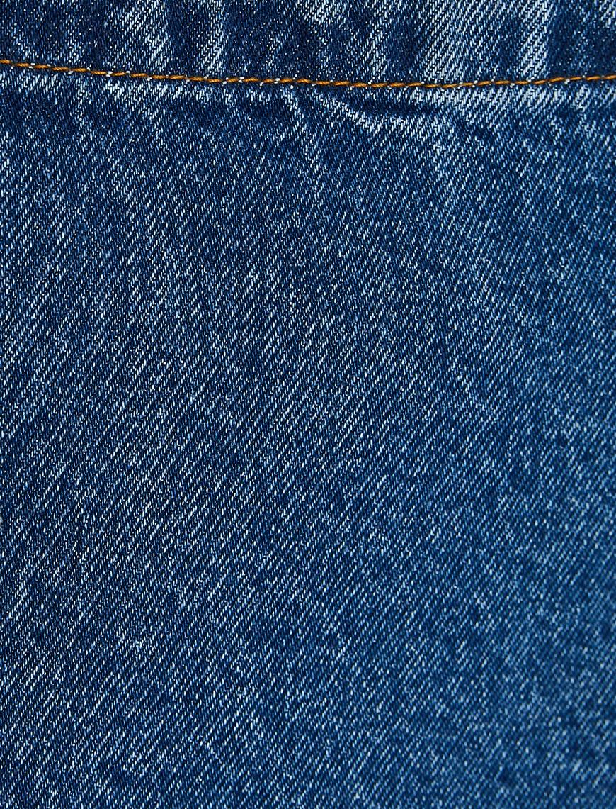   Düğme Detaylı Jean Elbise
