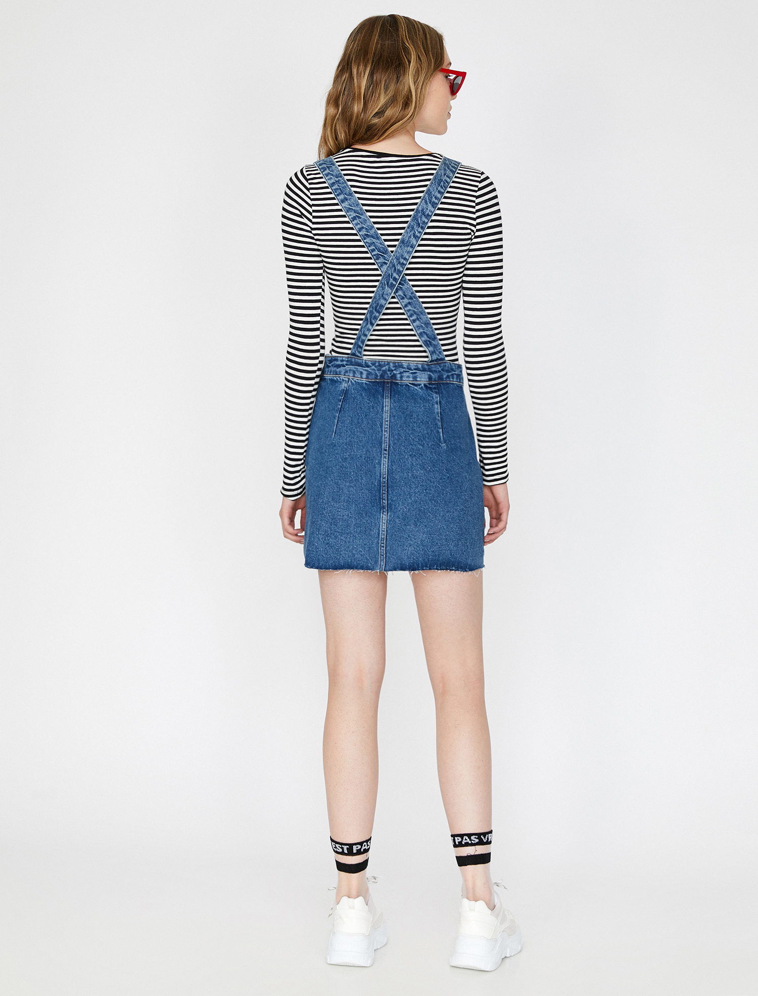   Düğme Detaylı Jean Elbise