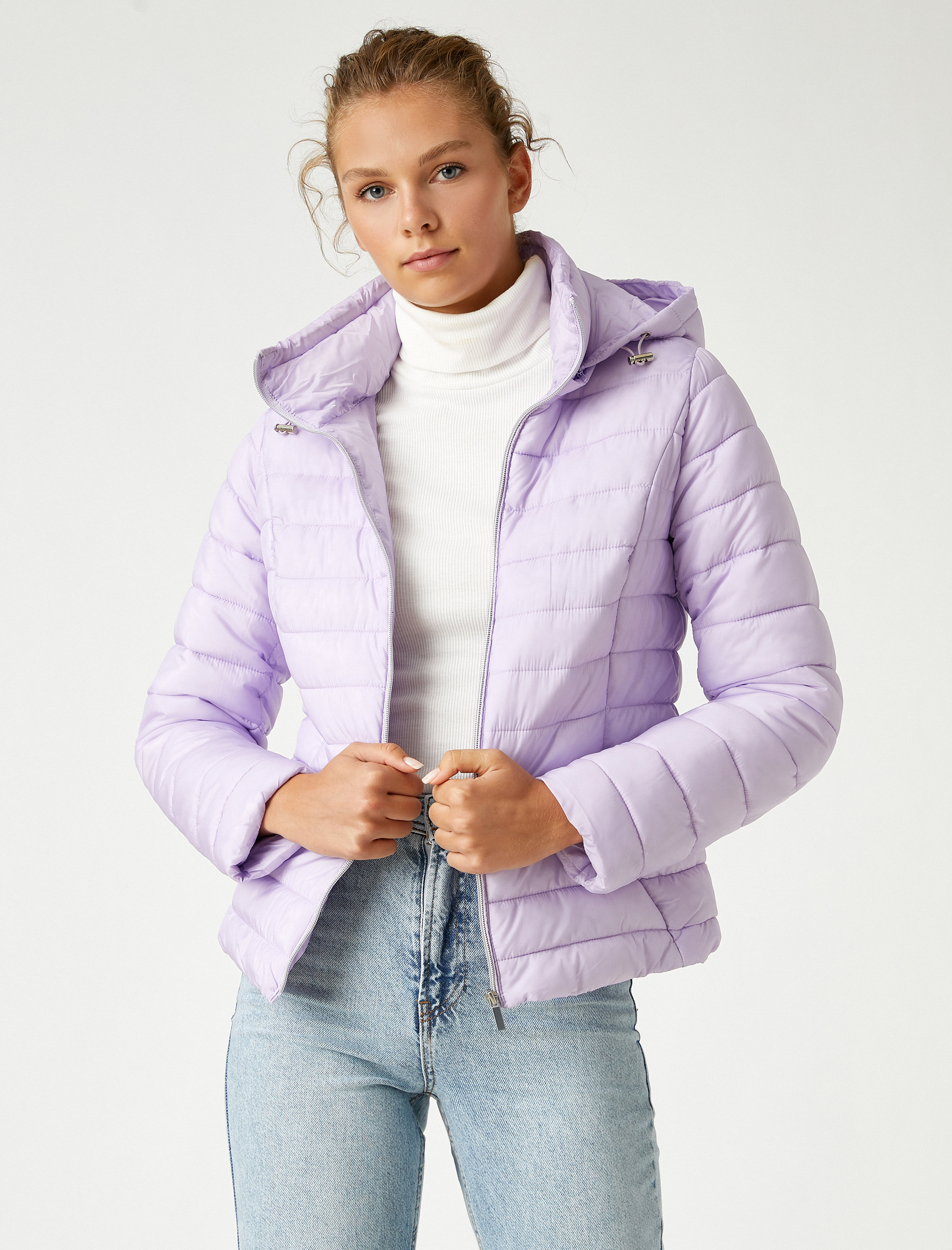   Kapüşonlu Fermuarlı Şişme Ceket