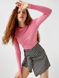 Uzun Kollu Tişört Bisiklet Yaka