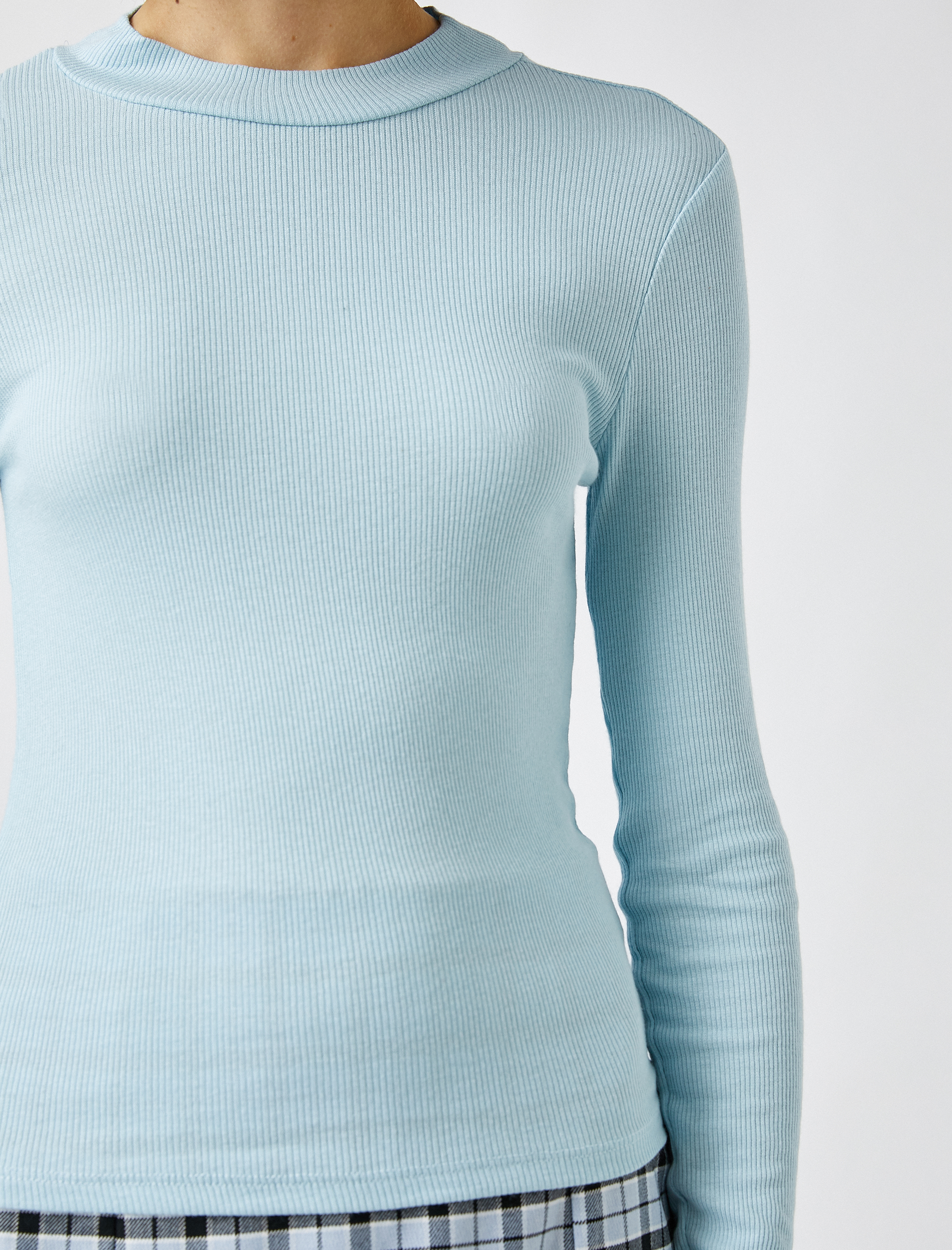   Uzun Kollu Tişört Bisiklet Yaka