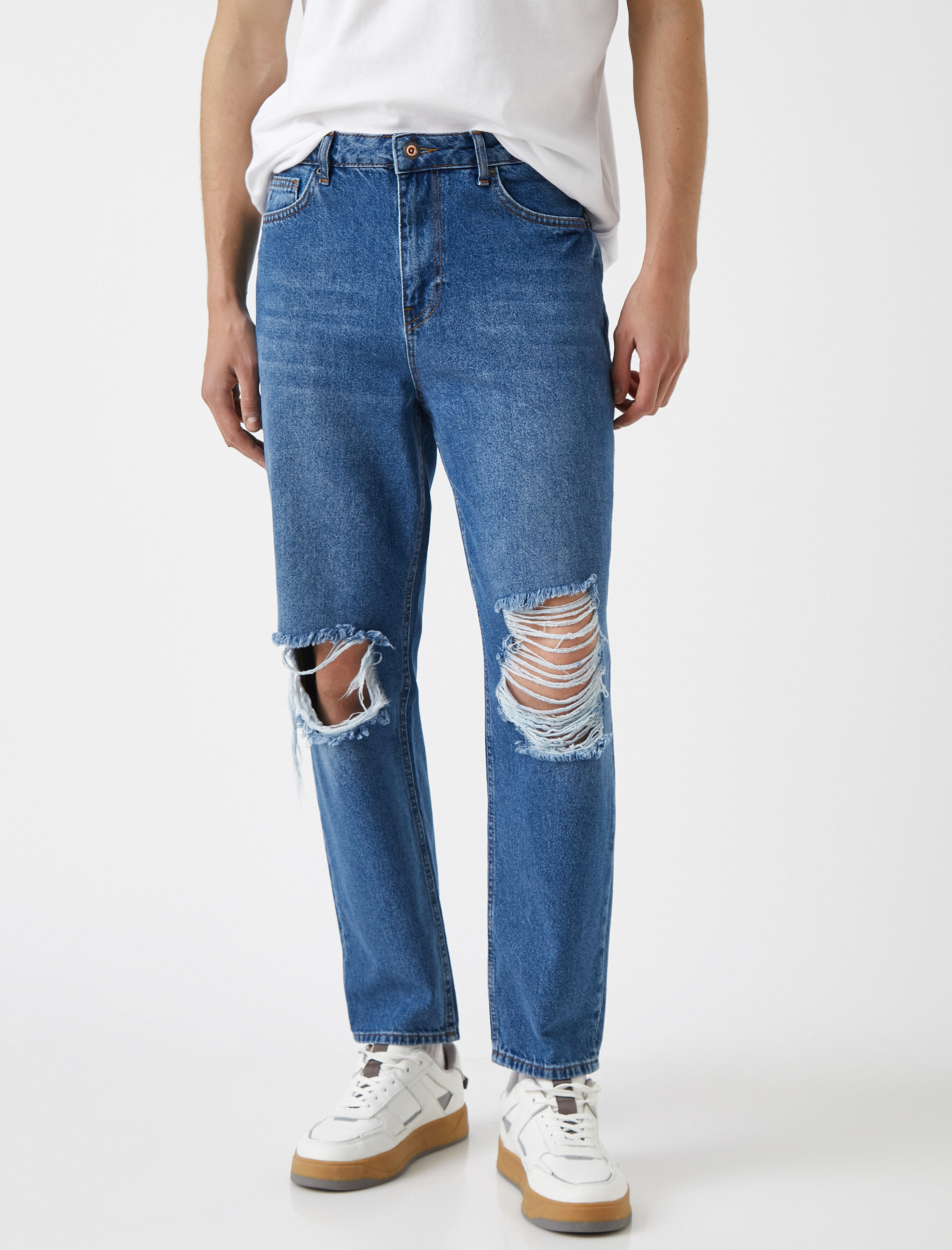   Relax Fit Yırtık Kot Pantolon - Robert Jean