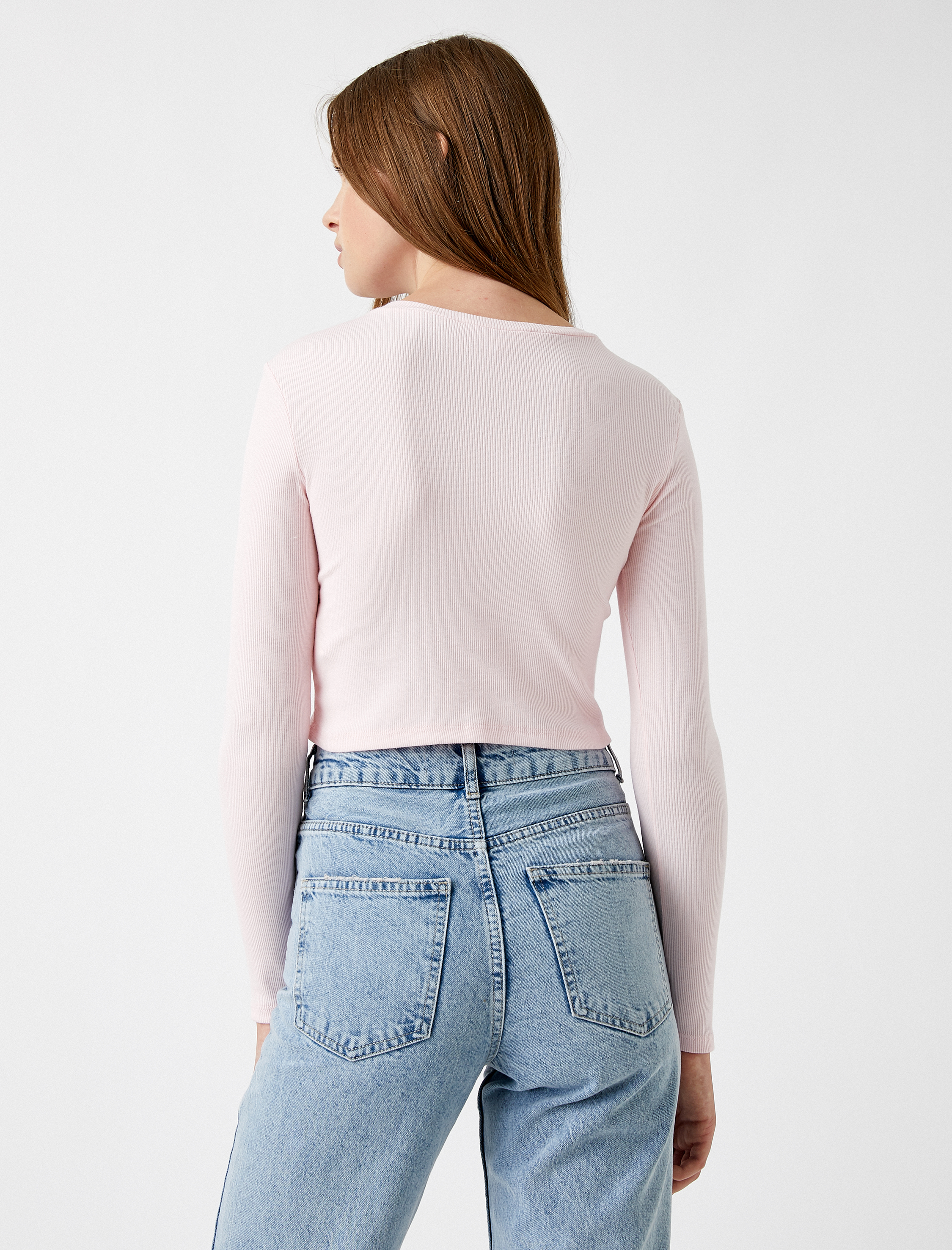 Uzun Kollu Tişört Crop Basic