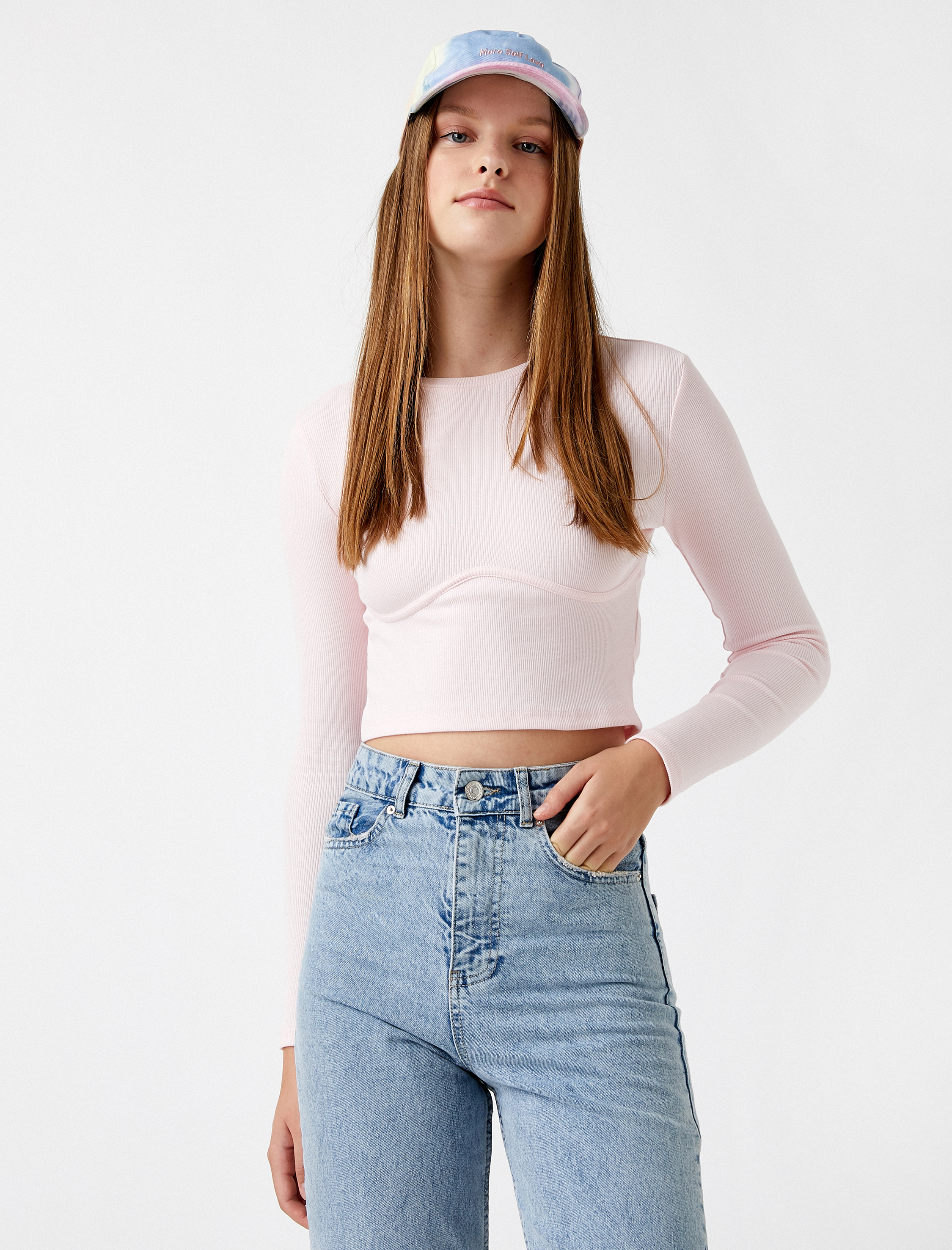 Uzun Kollu Tişört Crop Basic