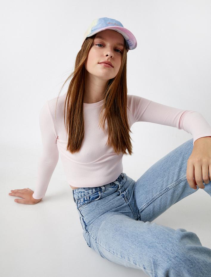  Uzun Kollu Tişört Crop Basic