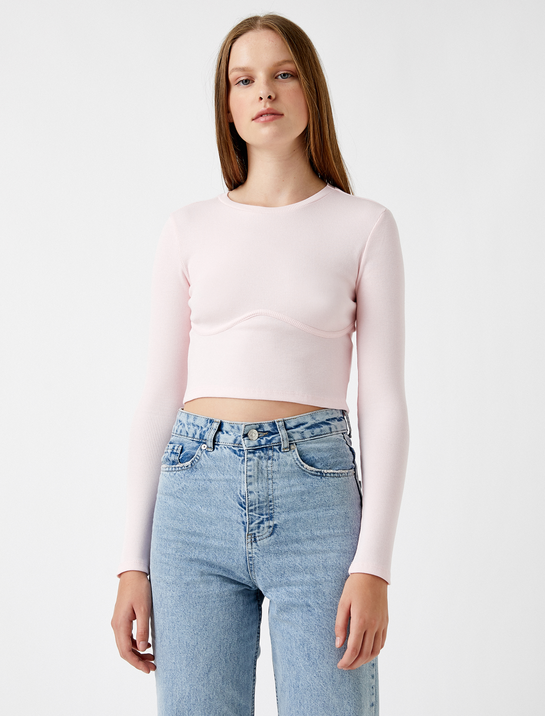 Uzun Kollu Tişört Crop Basic