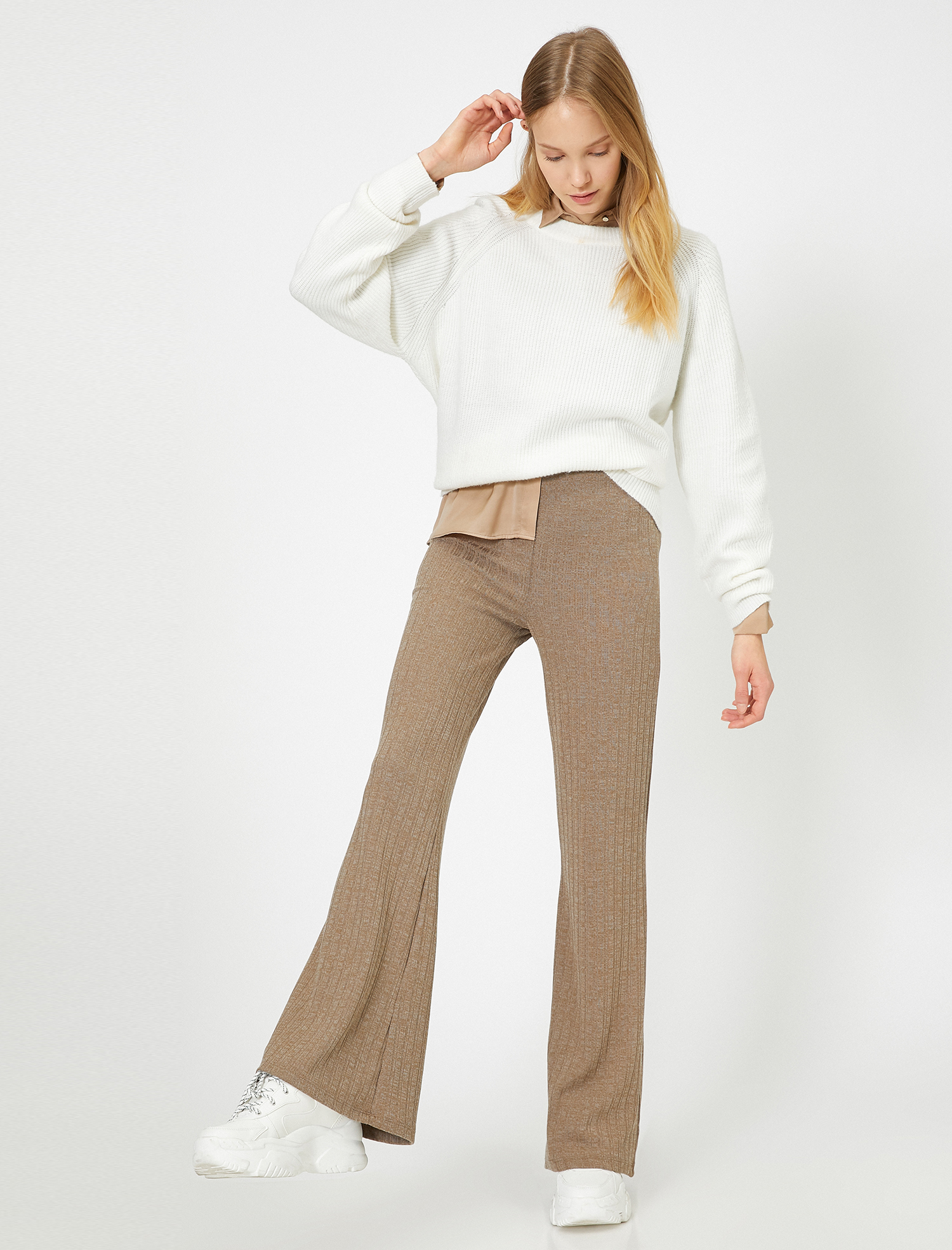   Geniş Paça Triko Pantolon