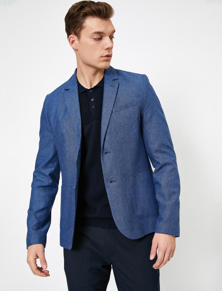   Cep Detaylı Düğmeli Blazer Ceket