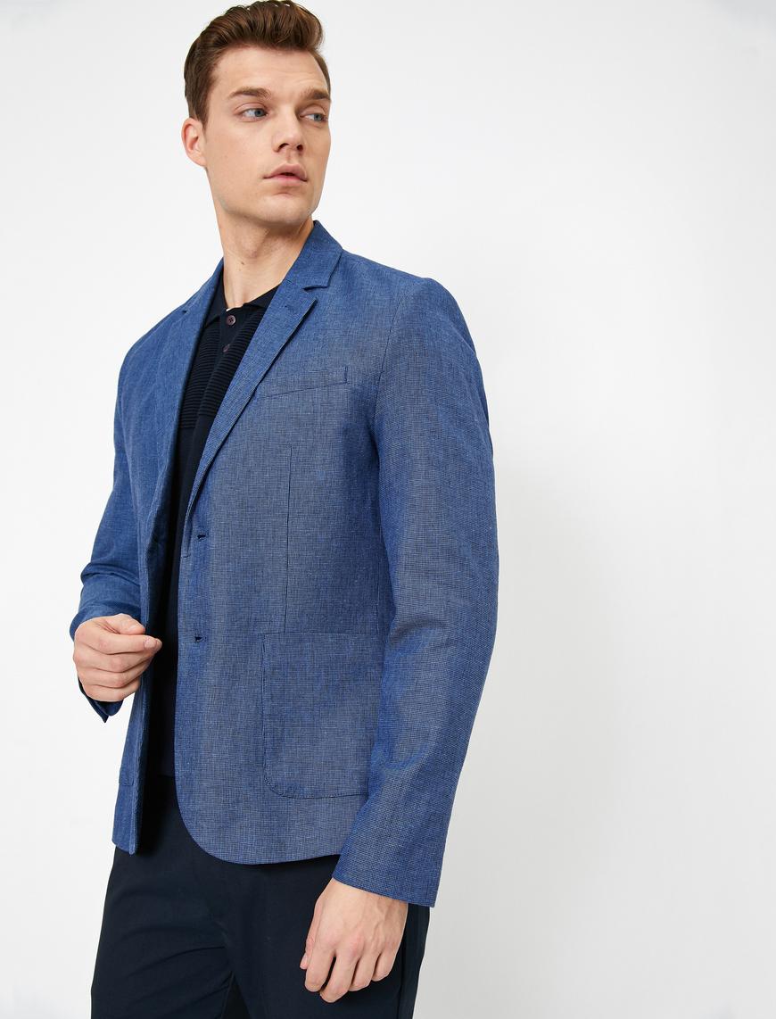   Cep Detaylı Düğmeli Blazer Ceket