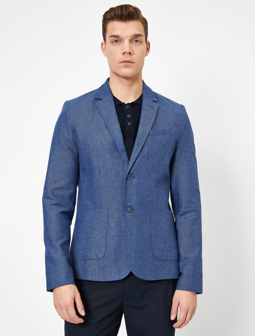   Cep Detaylı Düğmeli Blazer Ceket