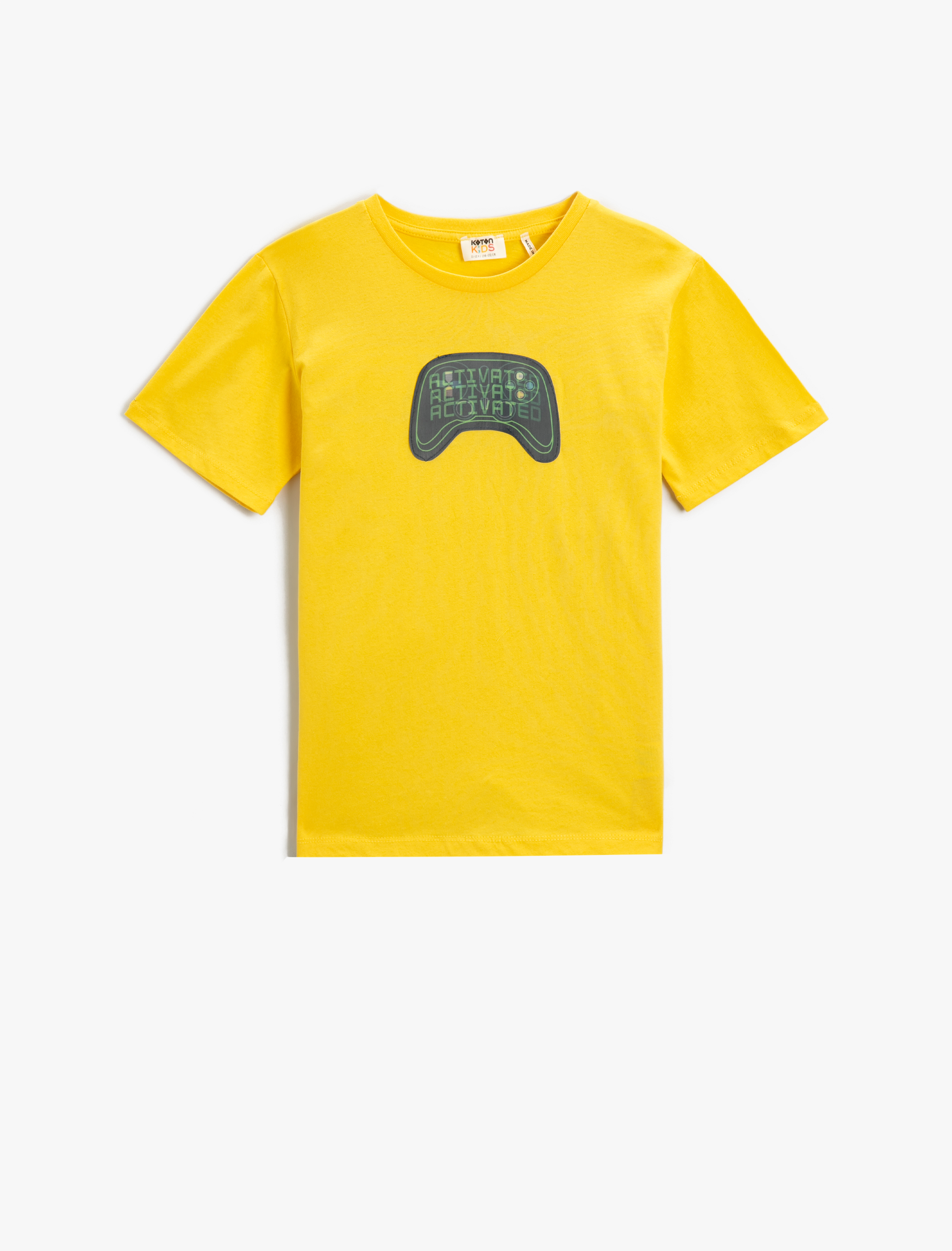  Erkek Çocuk Slogan Baskılı Kısa Kollu Tişört Pamuklu Bisiklet Yaka