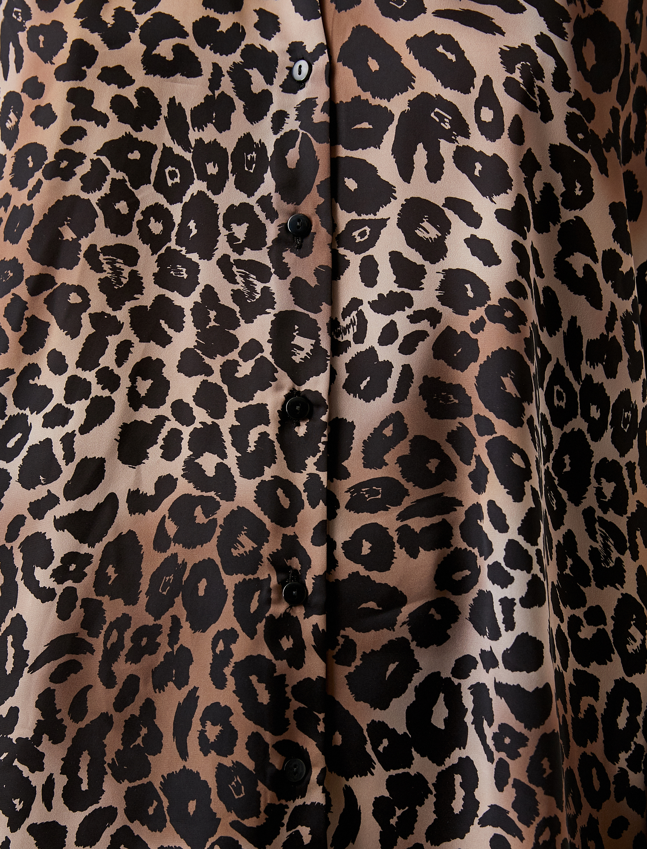   Leopar Desenli Klasik Yaka Oversize Gömlek