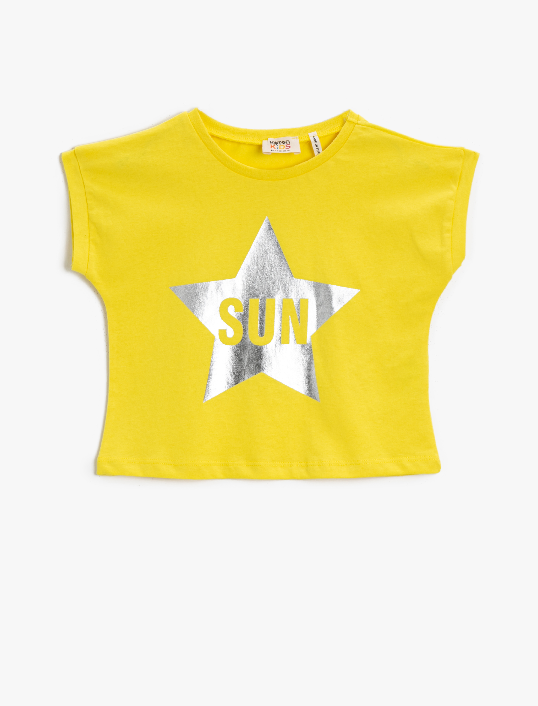  Kız Çocuk Baskılı Tişört Bisiklet Yaka Kısa Kollu Pamuklu