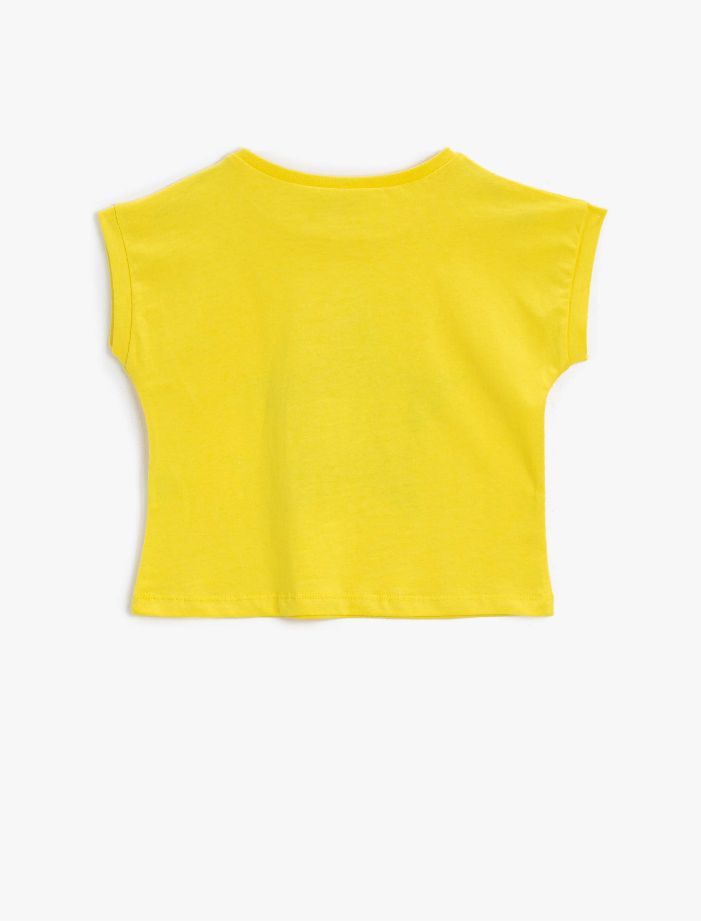  Kız Çocuk Baskılı Tişört Bisiklet Yaka Kısa Kollu Pamuklu