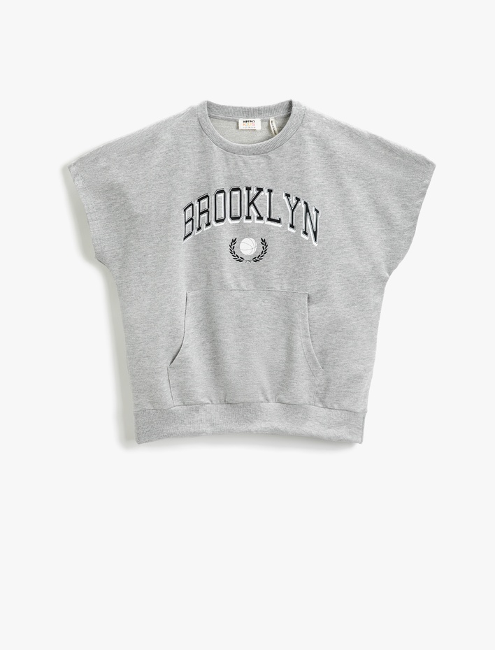 Erkek Çocuk Baskılı Kanguru Cepli Kısa Kollu Sweatshirt