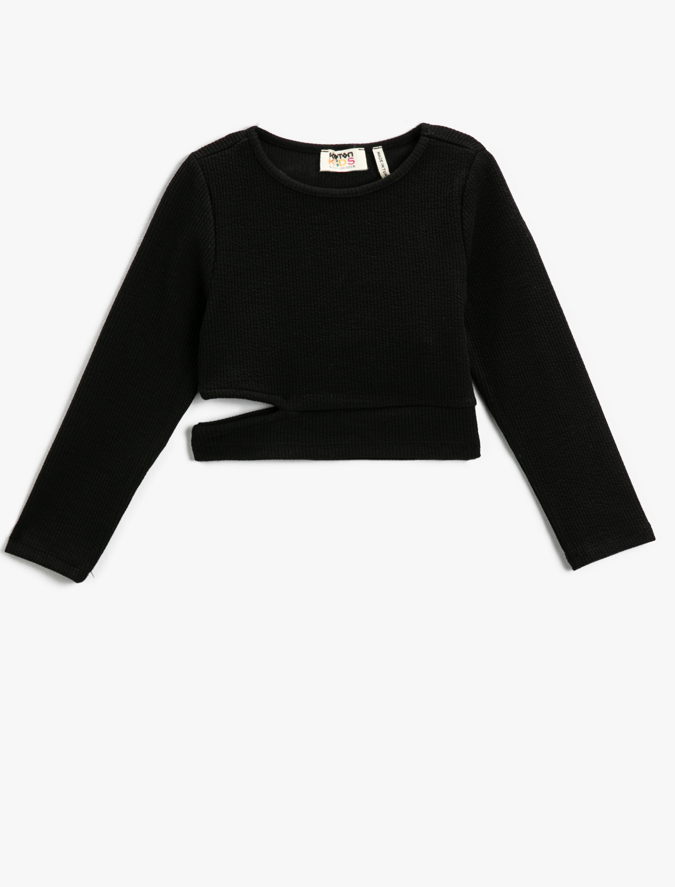  Kız Çocuk Crop Uzun Kollu Tişört Pencere Detaylı