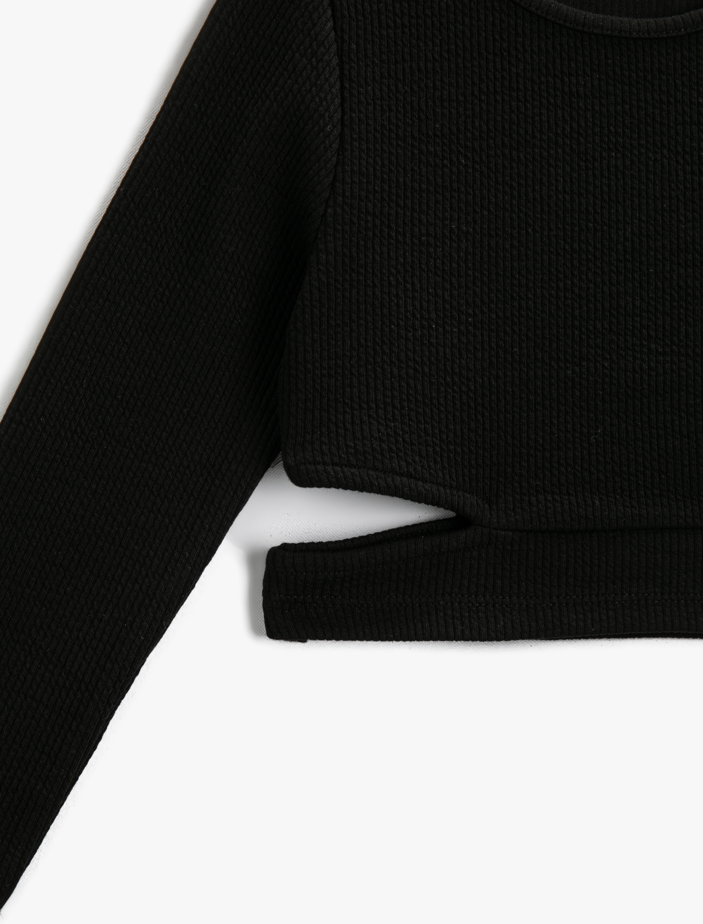  Kız Çocuk Crop Uzun Kollu Tişört Pencere Detaylı