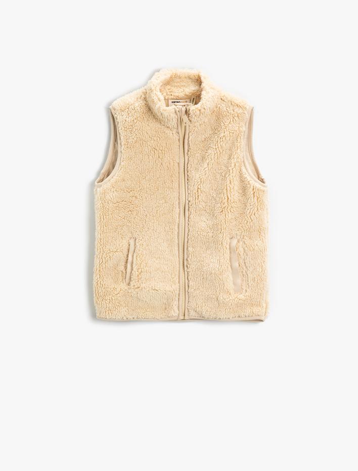 Kız Çocuk Peluş Balıkçı Yaka Yelek