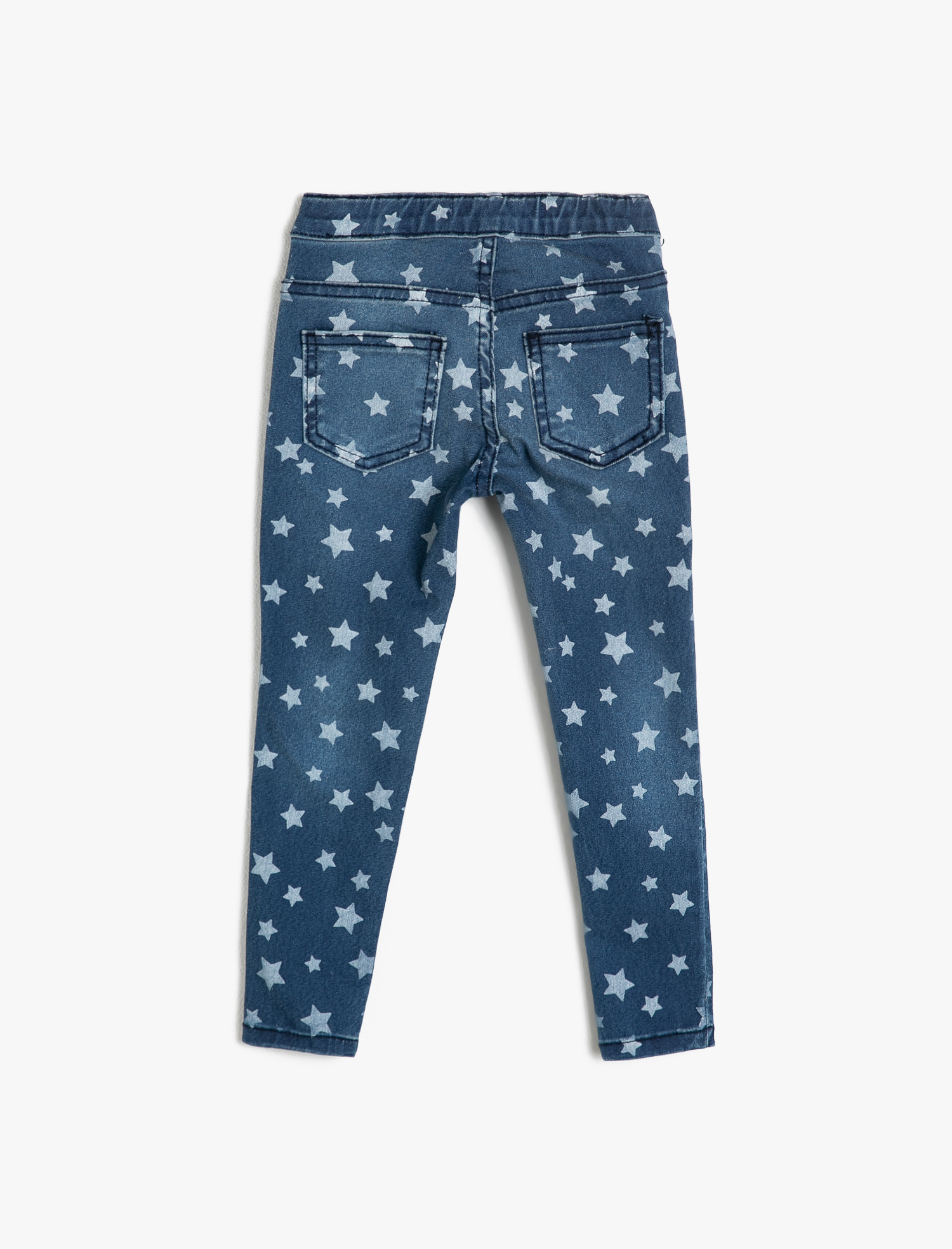  Kız Çocuk Kot Pantolon Yıldız Baskılı Pamuklu - Skinny Jean