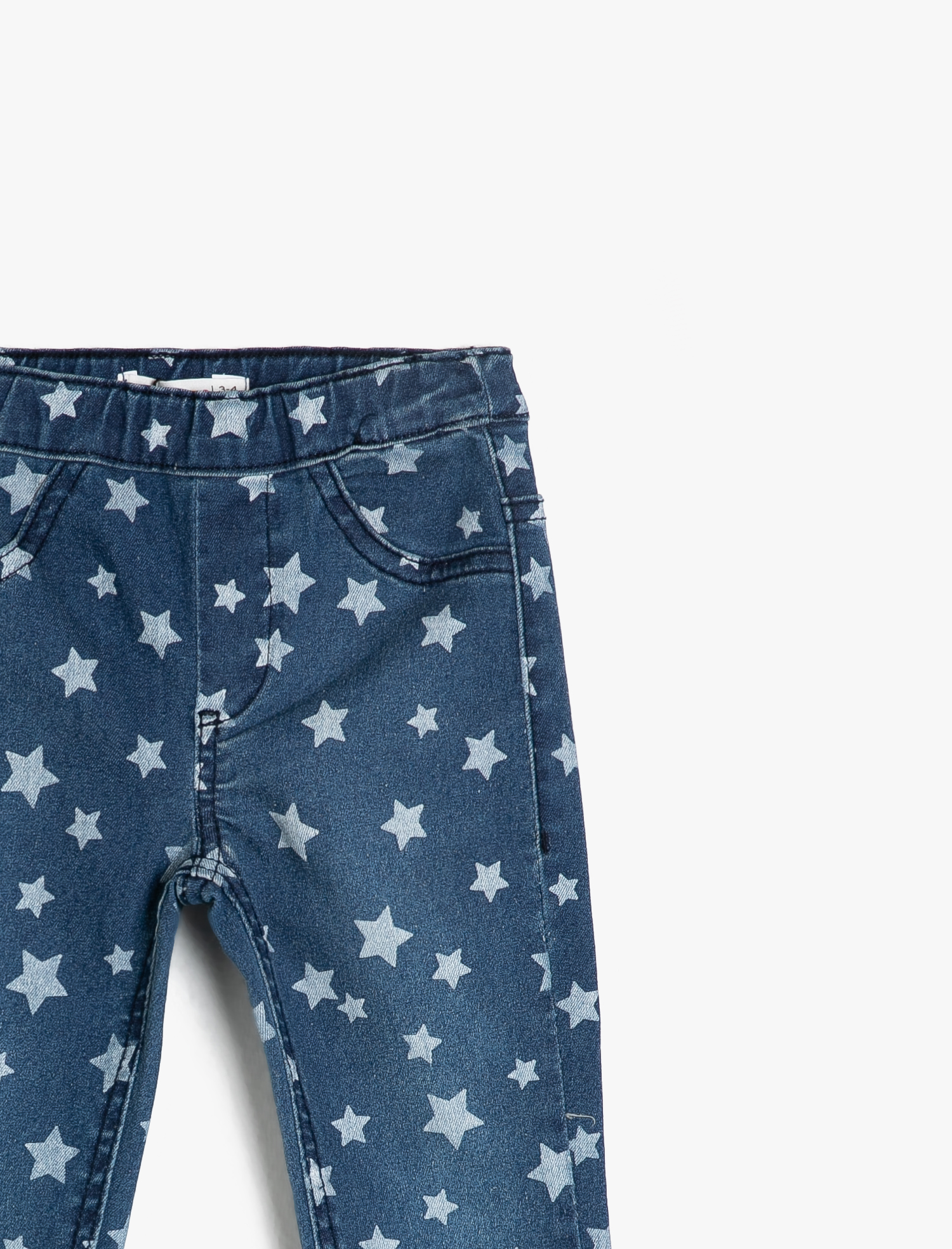  Kız Çocuk Kot Pantolon Yıldız Baskılı Pamuklu - Skinny Jean