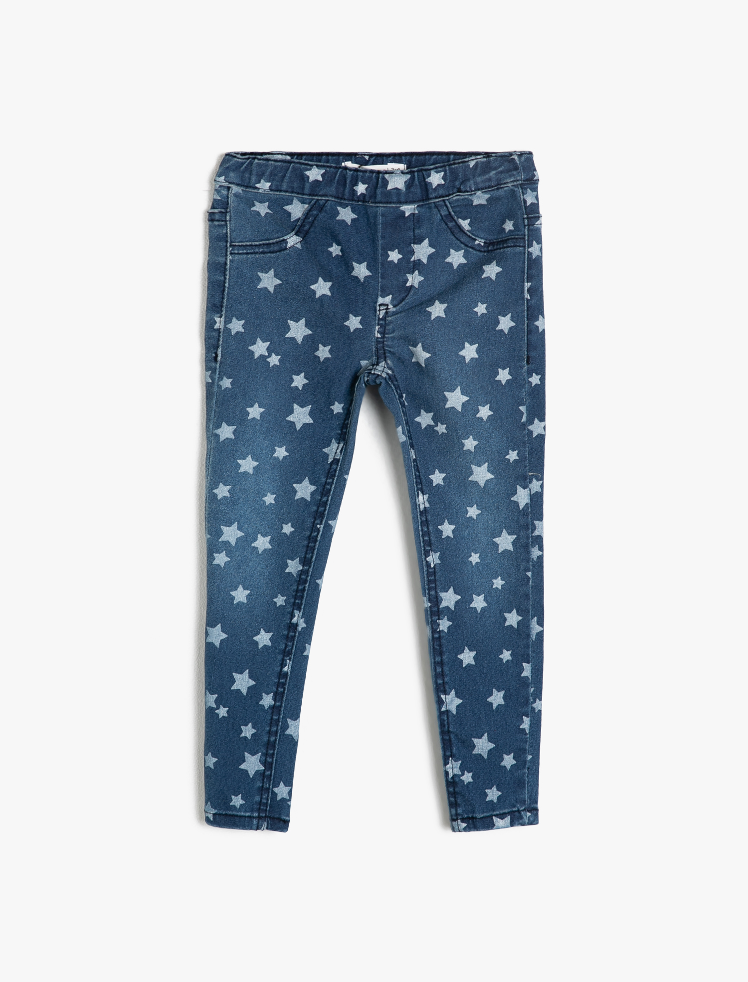  Kız Çocuk Kot Pantolon Yıldız Baskılı Pamuklu - Skinny Jean