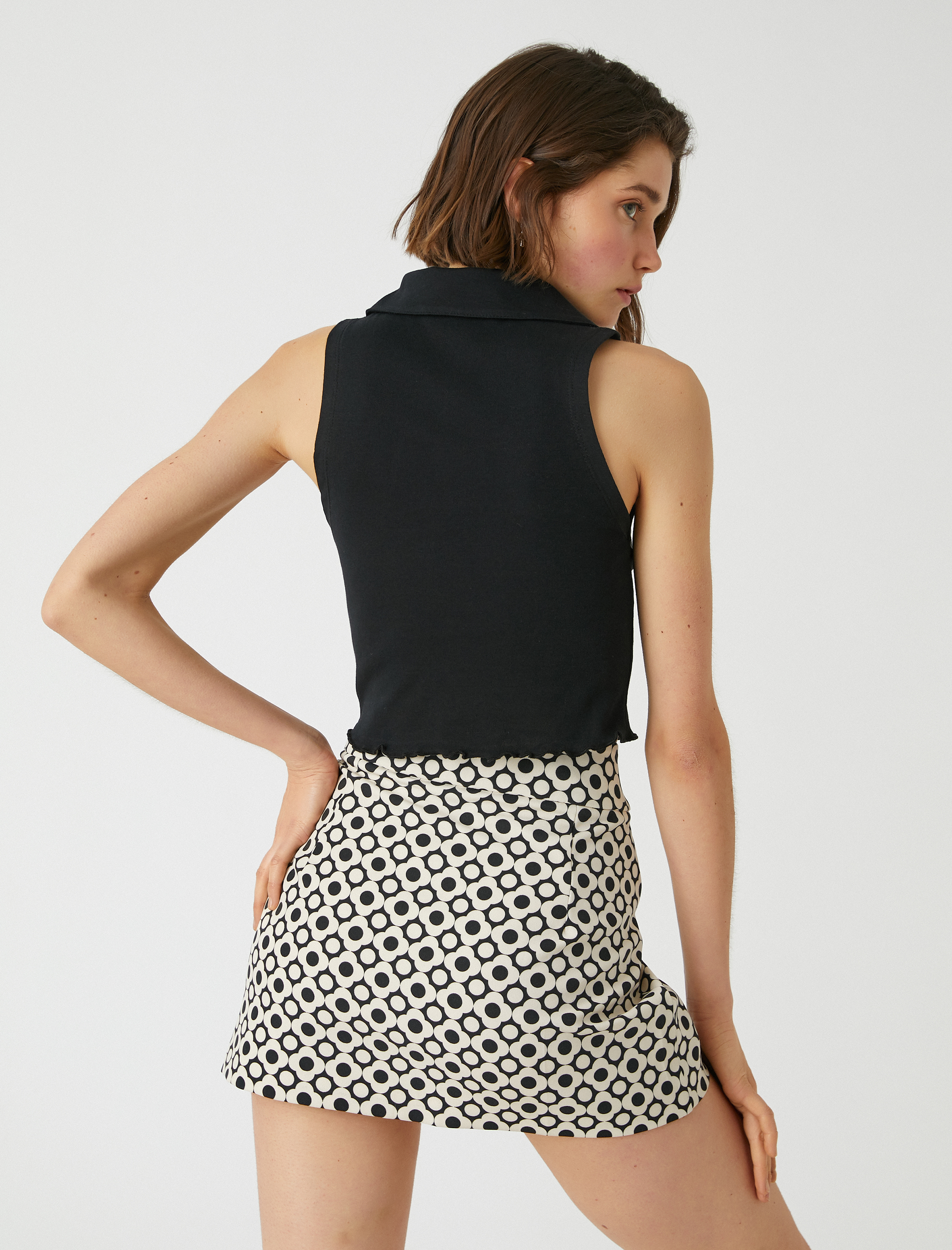   Polo Yaka Kolsuz Pamuklu Crop Atlet