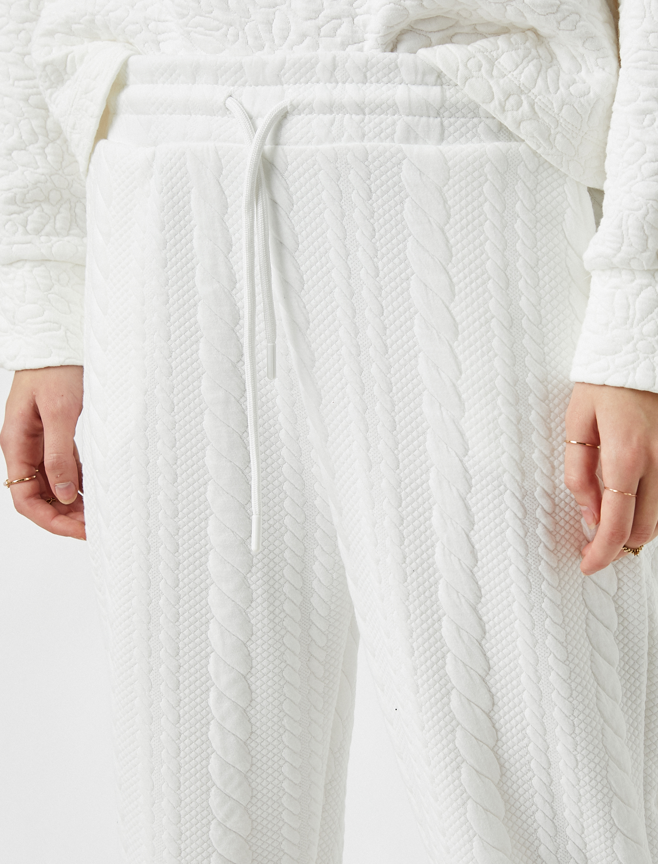   Örgü Desenli Belden Bağlamalı Jogger Eşofman Altı