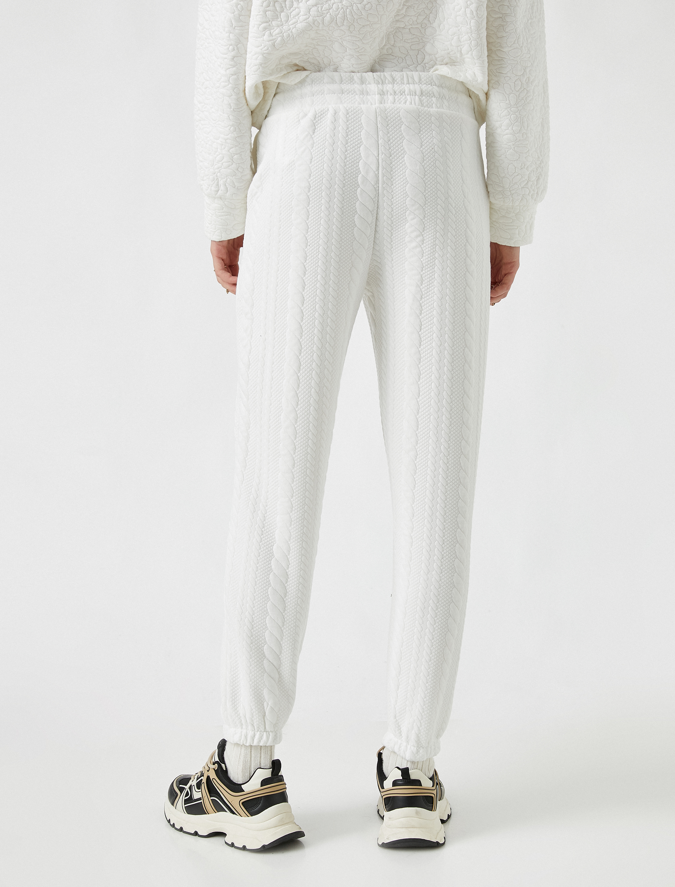   Örgü Desenli Belden Bağlamalı Jogger Eşofman Altı