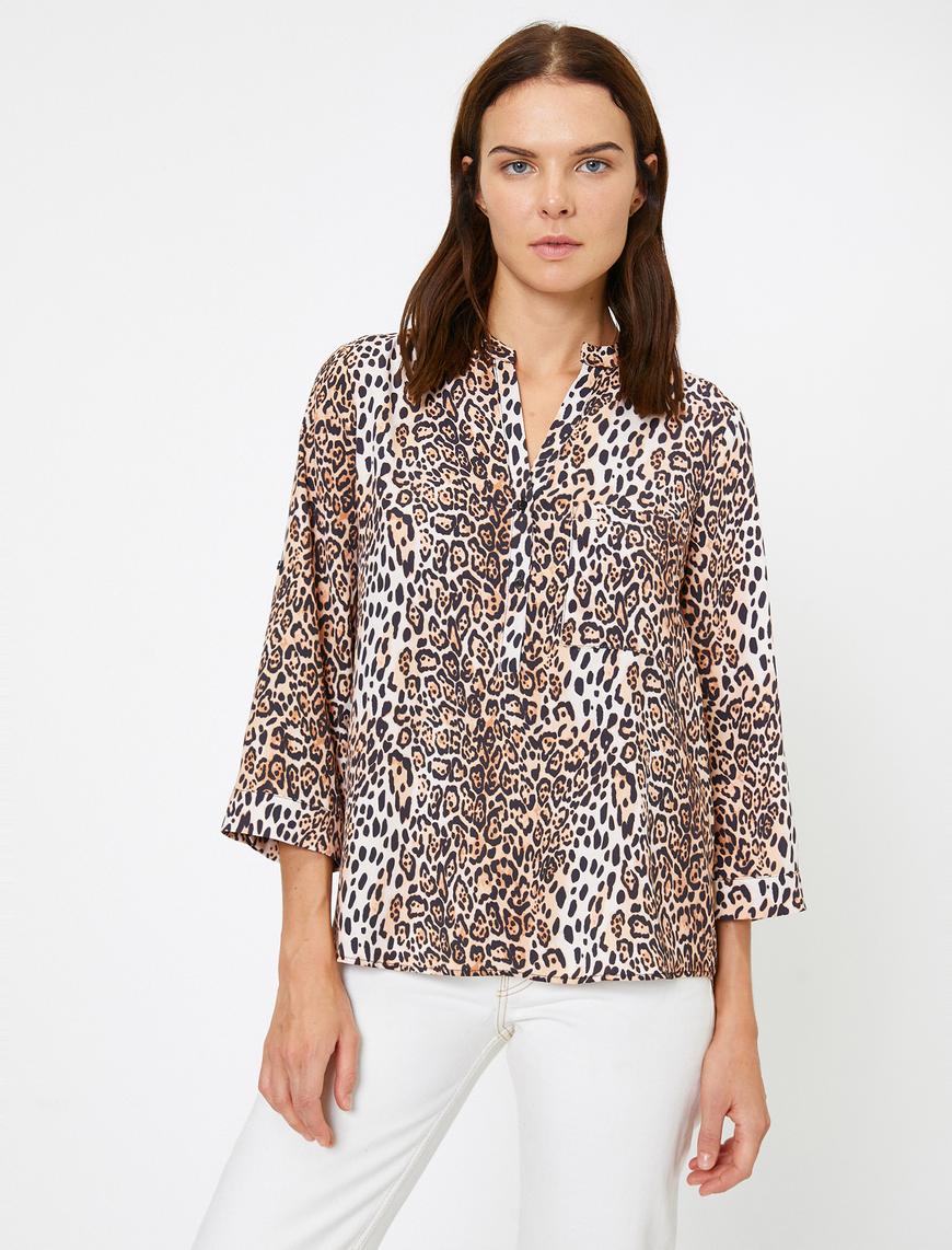   Leopar Desenli Bluz