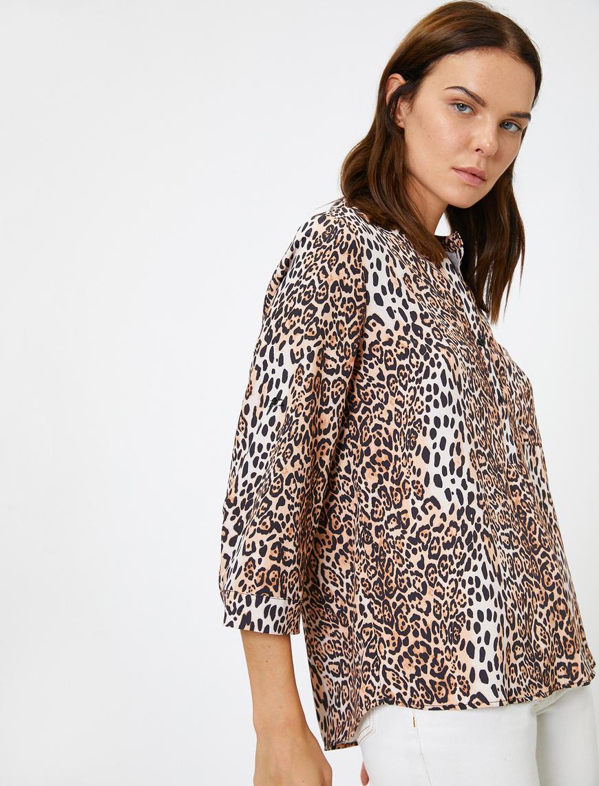  Leopar Desenli Bluz