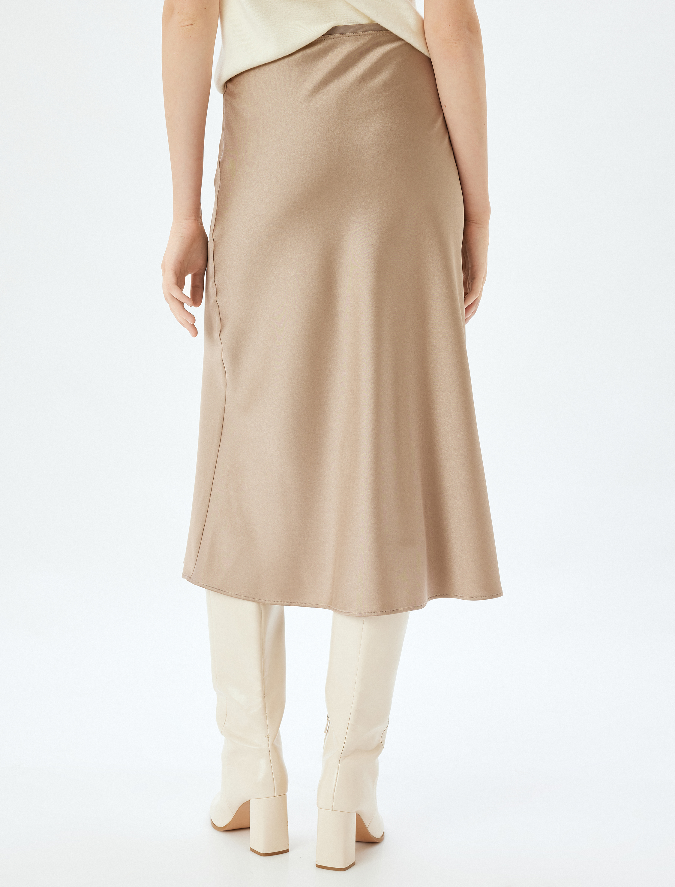   Saten Etek Midi Boy A Kesim Standart Bel